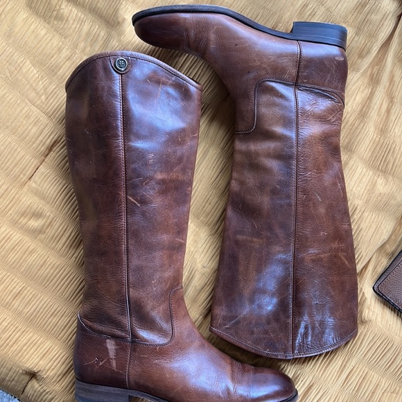 🛍️Frye⚡️Melissa Button Cognac Leather Knee High Boot Western Riding 11 - Picture 14 of 15